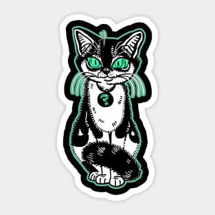 Black and white mystery cat Sticker